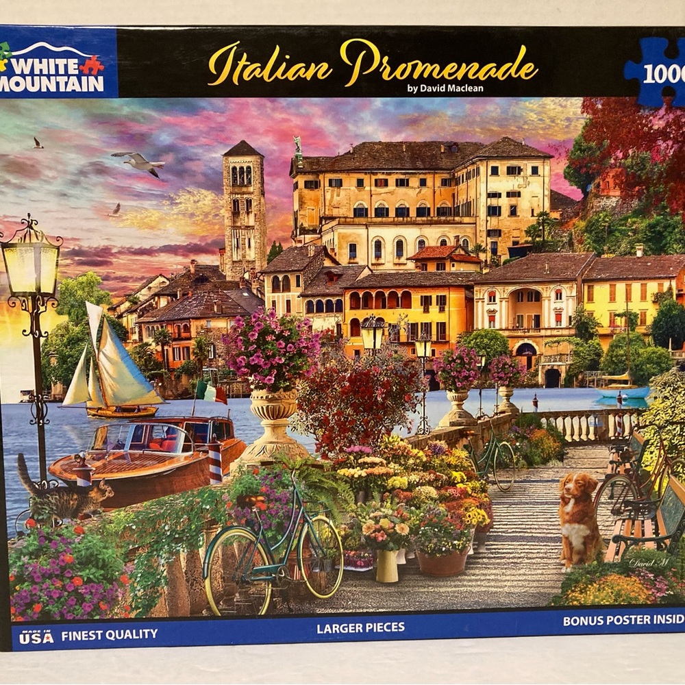 White Mountain  "Italian Promenade" 1000 Piece Jigsaw Puzzle 2024 Complete